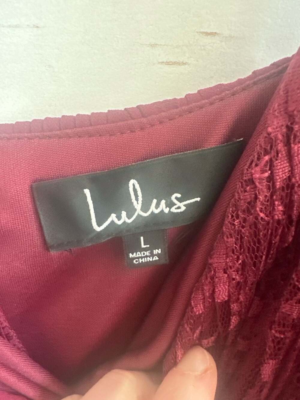 Lulus Burgundy Tiered Lace Maxi Dress large NWT bridesmaid wedding guest - Picture 5 of 16